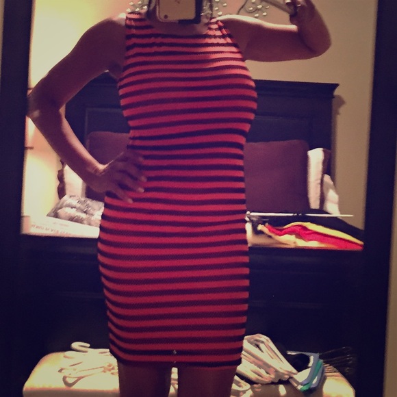 Fitted Orange and Black Sun Dress