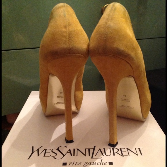 YSL Mustard Yellow Suede Tribtoo Pump - Picture 3 of 4