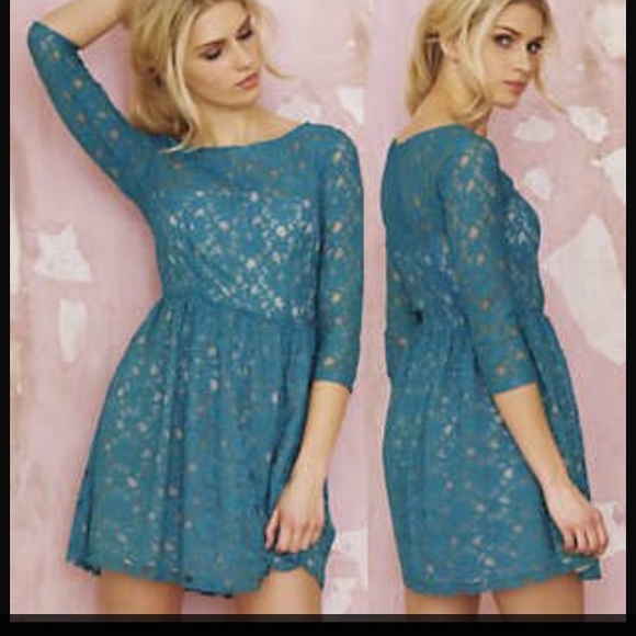 FRENCH CONNECTION Lizzie Lace Dress Teal - Picture 3 of 3