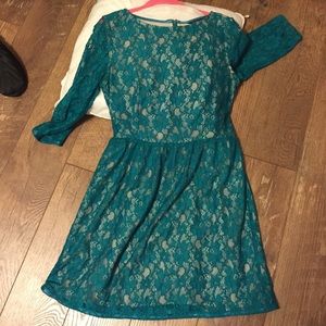 FRENCH CONNECTION Lizzie Lace Dress Teal