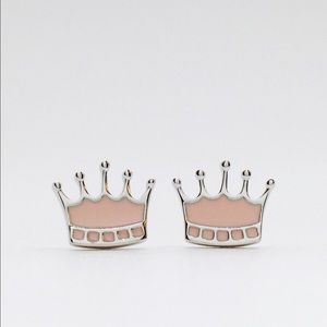 Solid 925 Sterling Silver Tiny Crown Stud Earrings