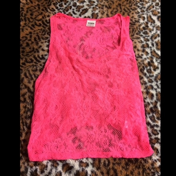 Pink Victoria's Secret Neon Pink Lace Tank 🔹
