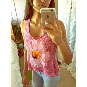 Daisy pink racerback tank top