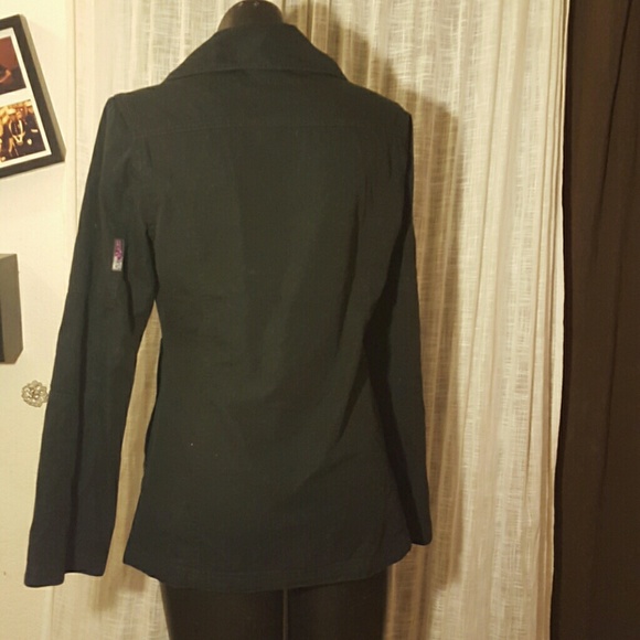 Navy Blue Volcom Rain Coat with White Logo M - Picture 3 of 4