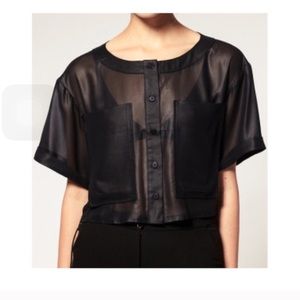 Asos sheer black crop top with lace