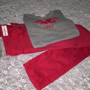 KIDS 12 Abercrombie jegging and XS Hollister shirt