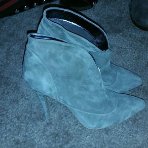 Olive green slip on booties