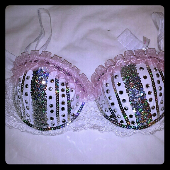 Lace and sequin glitter festival bra - Picture 1 of 3