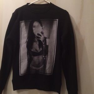 crew neck with picture of girl in panties & bra