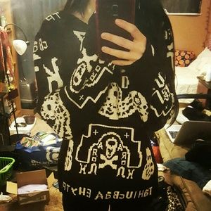 ROMWE KTZ knitted black religious occult jumper