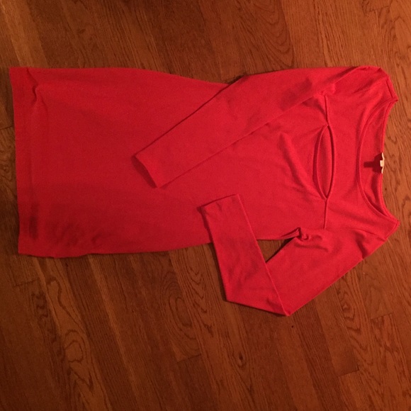 GUESS long sleeve cutout body-con dress