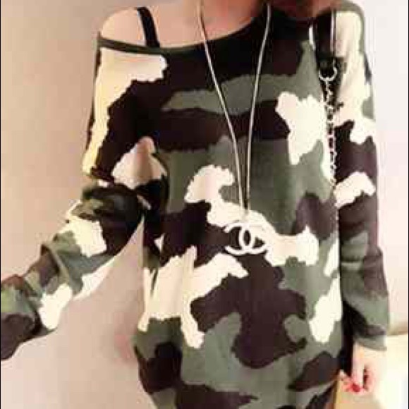 Camo knit sweater