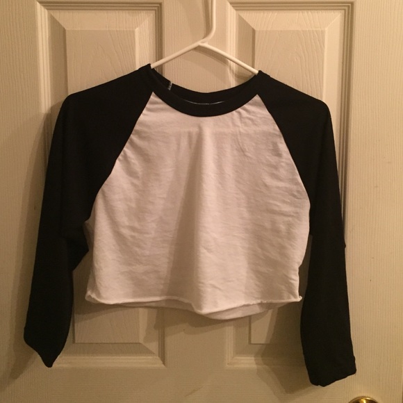 New American Apparel Crop Top baseball tee🅿️🅿️