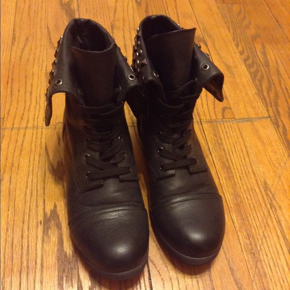 Grey/black combat boots