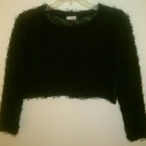 Fluffy Black Crop Top