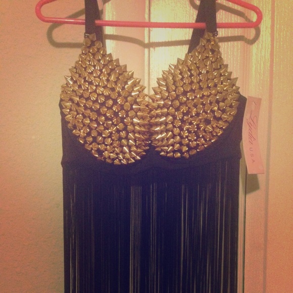 Studded Bra with Fringe