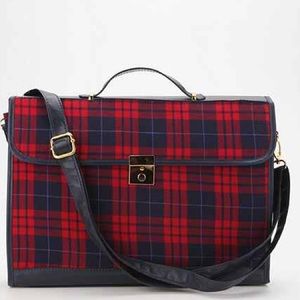 Urban outfitters plaid professor satchel