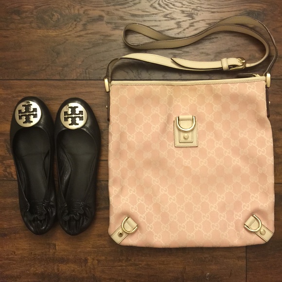 Gucci pink and white crossbody bag