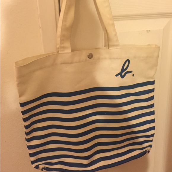 Agnes b blue white striped tote bag