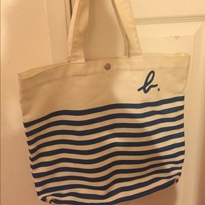Agnes b blue white striped tote bag