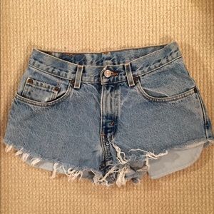 Levi High Waisted Cut Off Denim Shorts