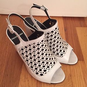 Pierre Hardy, White Leather Sandals, Size 38