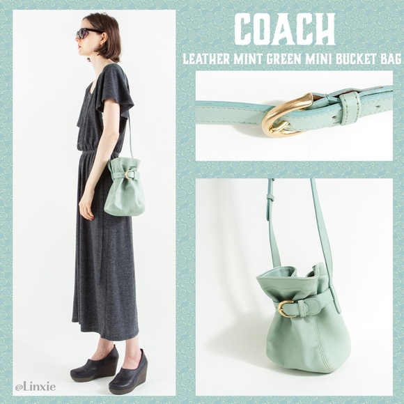 Coach Vintage Mint Green Leather Bucket Bag Purse