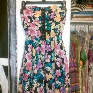 Strapless Floral Dress