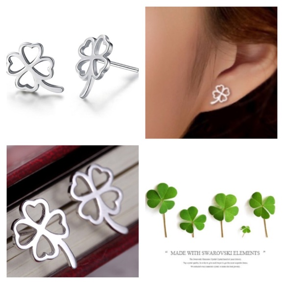 Jewelry - 925k sterling silver 4 leaf clover earrings