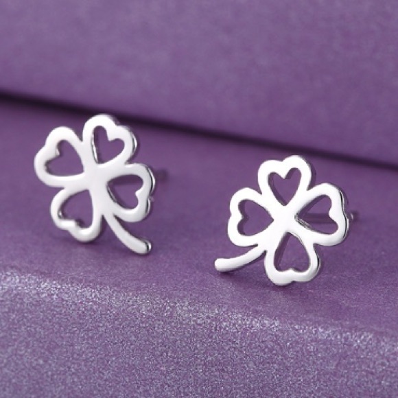 925k sterling silver 4 leaf clover earrings - Picture 3 of 3
