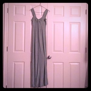 Green and white maxi dress