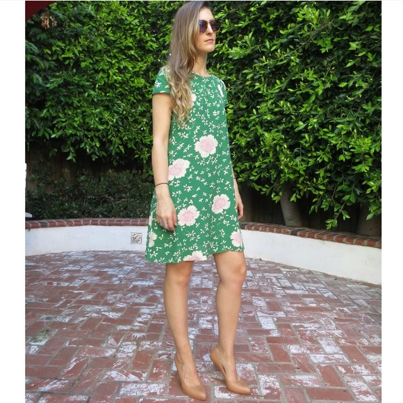 Zara Green Floral Print Dress