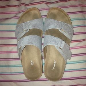 Silver Birkenstock style sandal