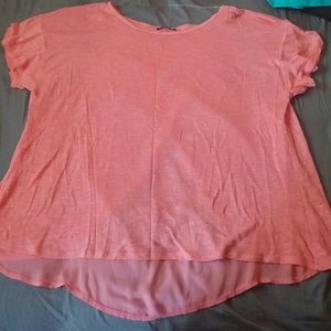 Light weight blouse with sheer panel