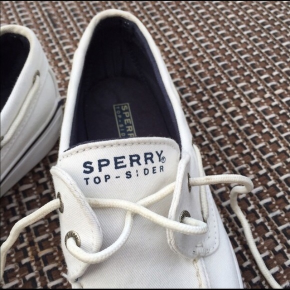 White canvas sperry top-sider