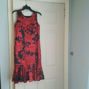 Gorgeous Red and Black Flowered Dress