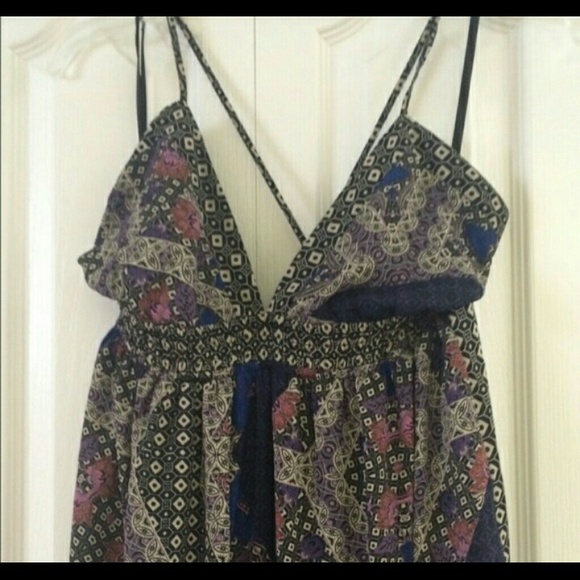 Blue and purple boho maxi dress