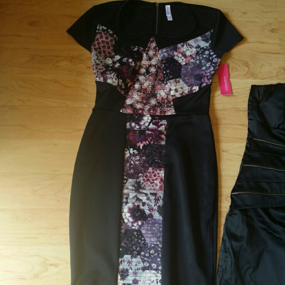 Body con floral print dress knee length