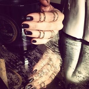 Bauble Bar Gold Double Cage Ring Set, Size 7