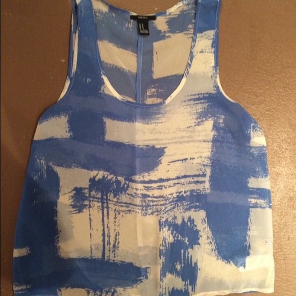 Blue and cream tank top