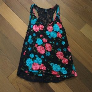 Black floral tank