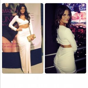 White Crop top 2 piece gown
