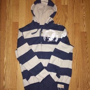 Blue and white striped American eagle hoodie