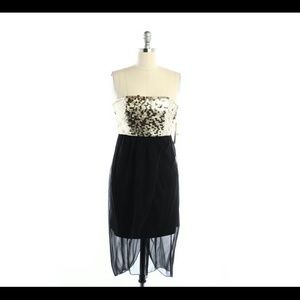 NWT Alice+Olivia Black&Gold Sequin Strapless Dress