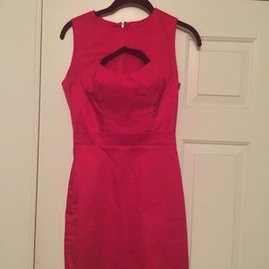 Red Interview dress with keyhole neckline