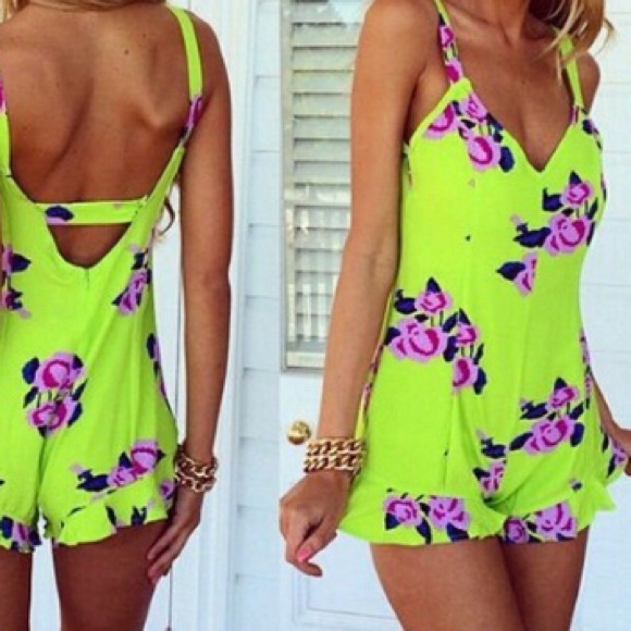 Lime green women's romper