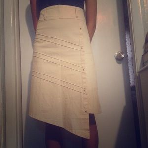Asymmetric cream skirt