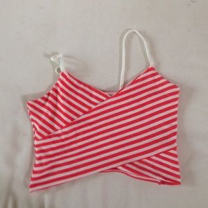 •Red And White Striped Crop Top•