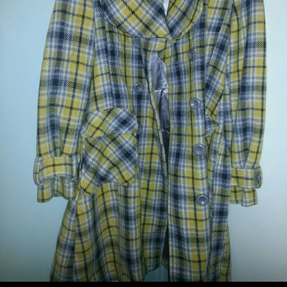 Yellow black gray white trench coat - Picture 3 of 4