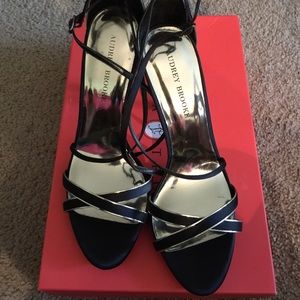 New Audrey Brooke Black and Gold Shoes